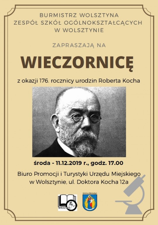 Zapraszamy na wieczornic z okazji 176. rocznicy urodzin Roberta Kocha.